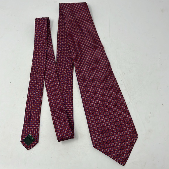 LAUREN RALPH LAUREN SILK TIE RED WHITE BLUE AND GREEN MADE IN USA - Picture 3 of 9